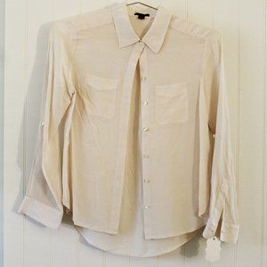 Ann Taylor ✤ SILK Button Collar Long Sleeve Blouse